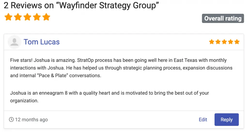 Nonprofit consulting firm review - Wayfinder Strategy Group on the NPCrowd nonprofit consultant directory.