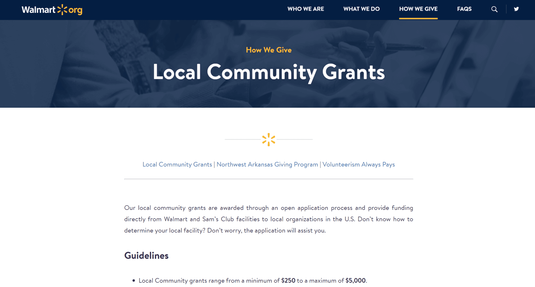 checking status of walmart community grant application